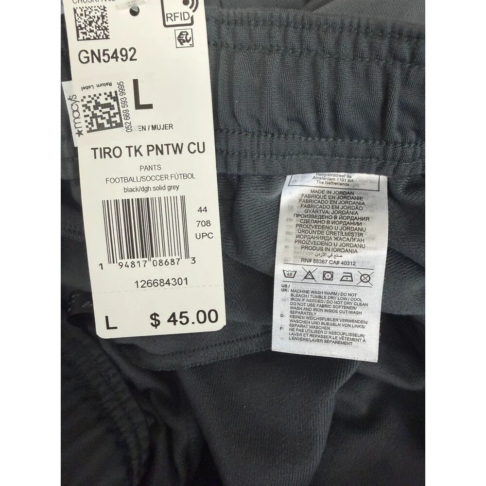 adidas Men's L Tiro Track Jogger Pants Dark Gray Black Stripe GN5492 NWT